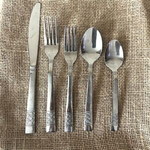 5pc Mainstays Pierremont Weave Polished Stainless Steel Flatware Set